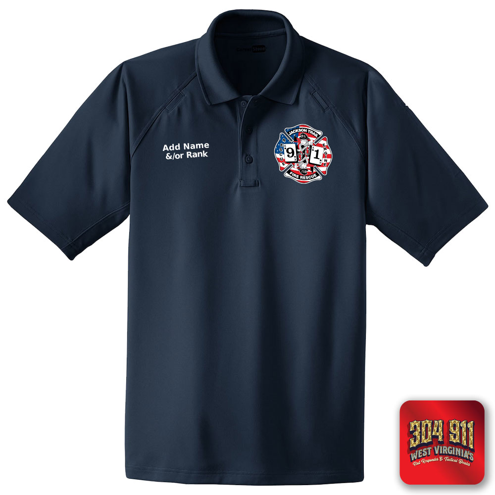 "JACKSON TRAIL RESCUE ENGINE 91" (EMBROIDERY) CornerStone® - Select Snag-Proof Tactical Polo (NAVY)