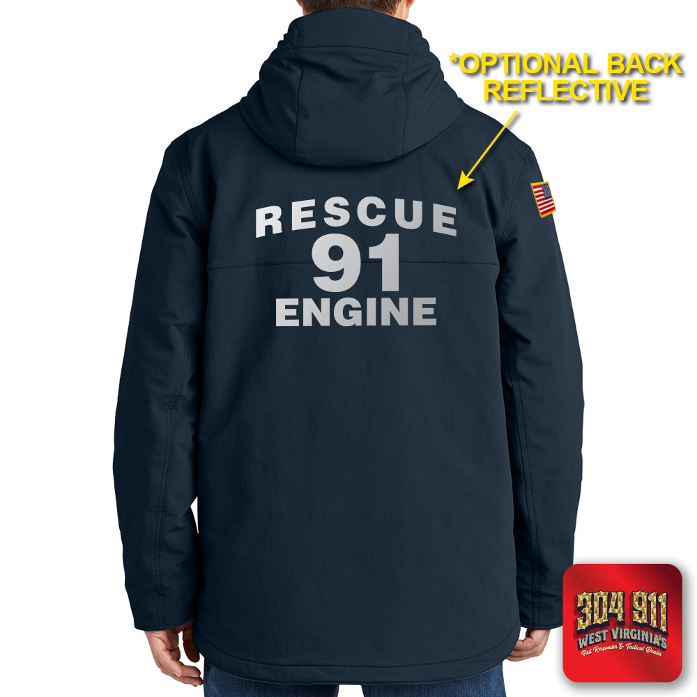 "JACKSON TRAIL RESCUE ENGINE 91" (NAVY) Carhartt® Super Dux™ Insulated Hooded Coat